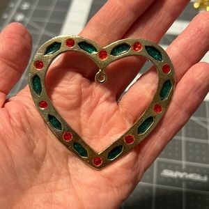 Vintage Brooch Pin Heart Christmas